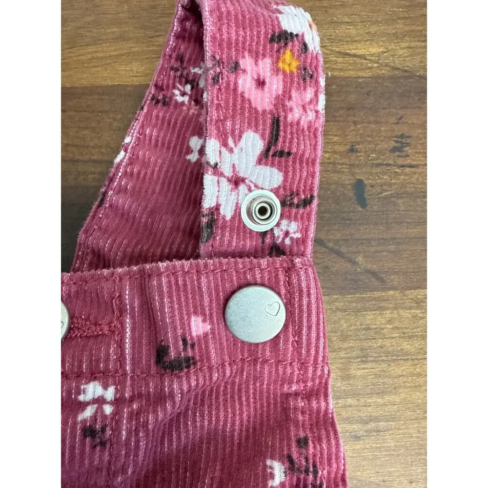 The Childrens Place Mauve Cotton Floral Corduroy Jumper Dress Adjustable Size 2T